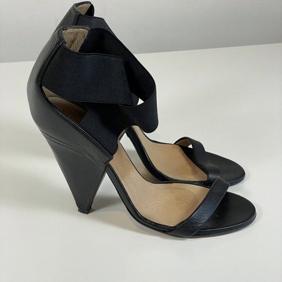 IRO Vero Cuoio Cross Over Elastic Straps Leather Come Heels Black 37 Sandal Pump - Picture 1 of 7